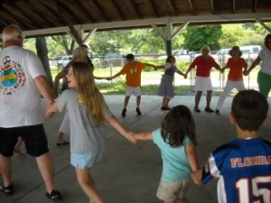 Doing the chicken dance at the Great German American Picnic