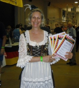 Fraulein with menu at Zion Church's Kitchen at MD German Festival