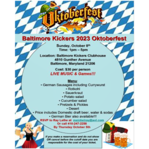 Baltimore Kickers Oktoberfest - October 8, 2023
