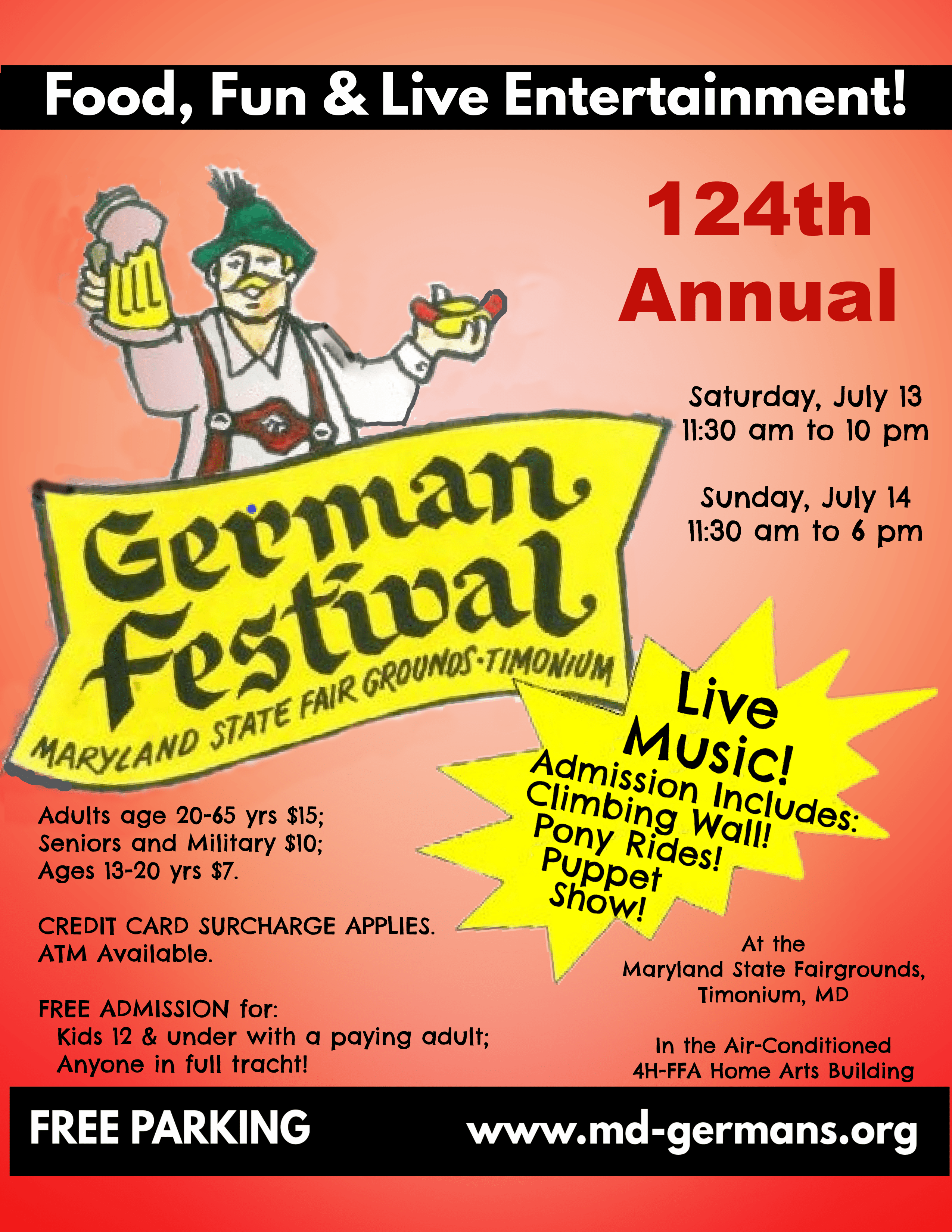 2024 Maryland German Festival July 13 & 14 in the 4HFFA Building at